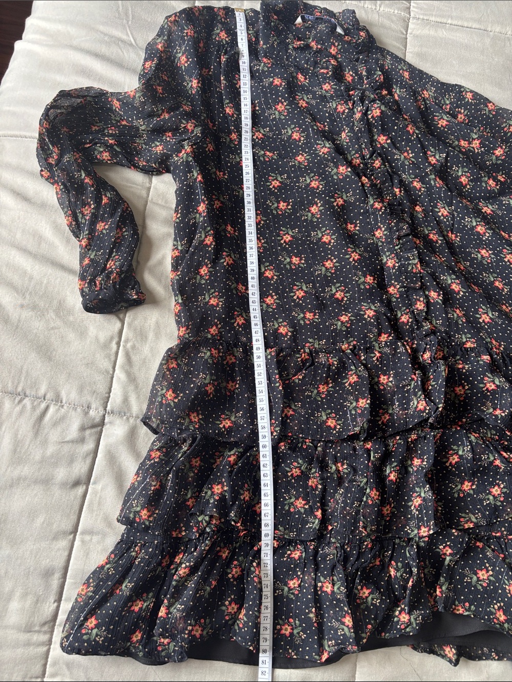 Women's Black Floral Ruffle Jacket - Picture 4 of 5